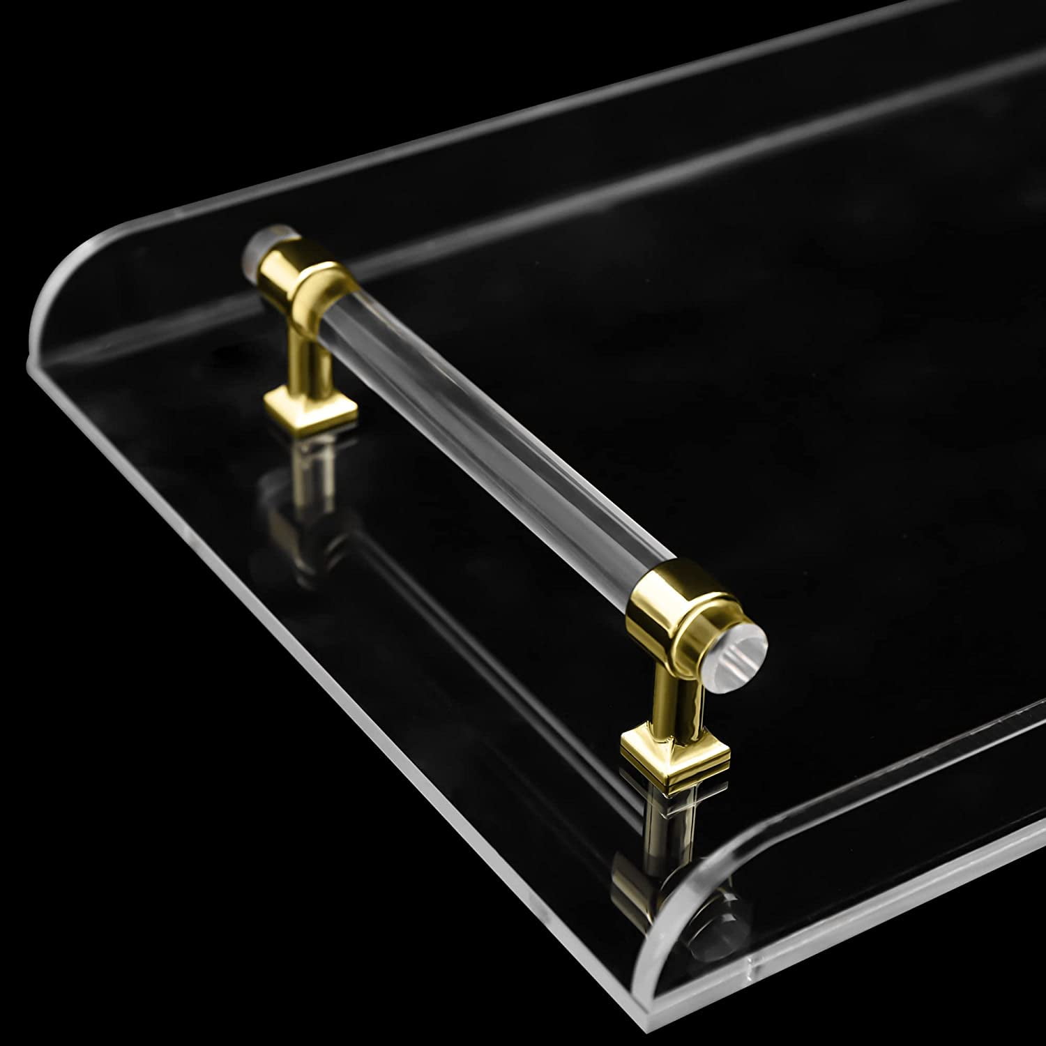 Zinging Life 31 Gold Handle Clear Bathtub Caddy Tray for Luxury Bathroom Caddy Tray Shelf for Shower with Gold Handles Accessories for Bath Tub Table Caddy Tray