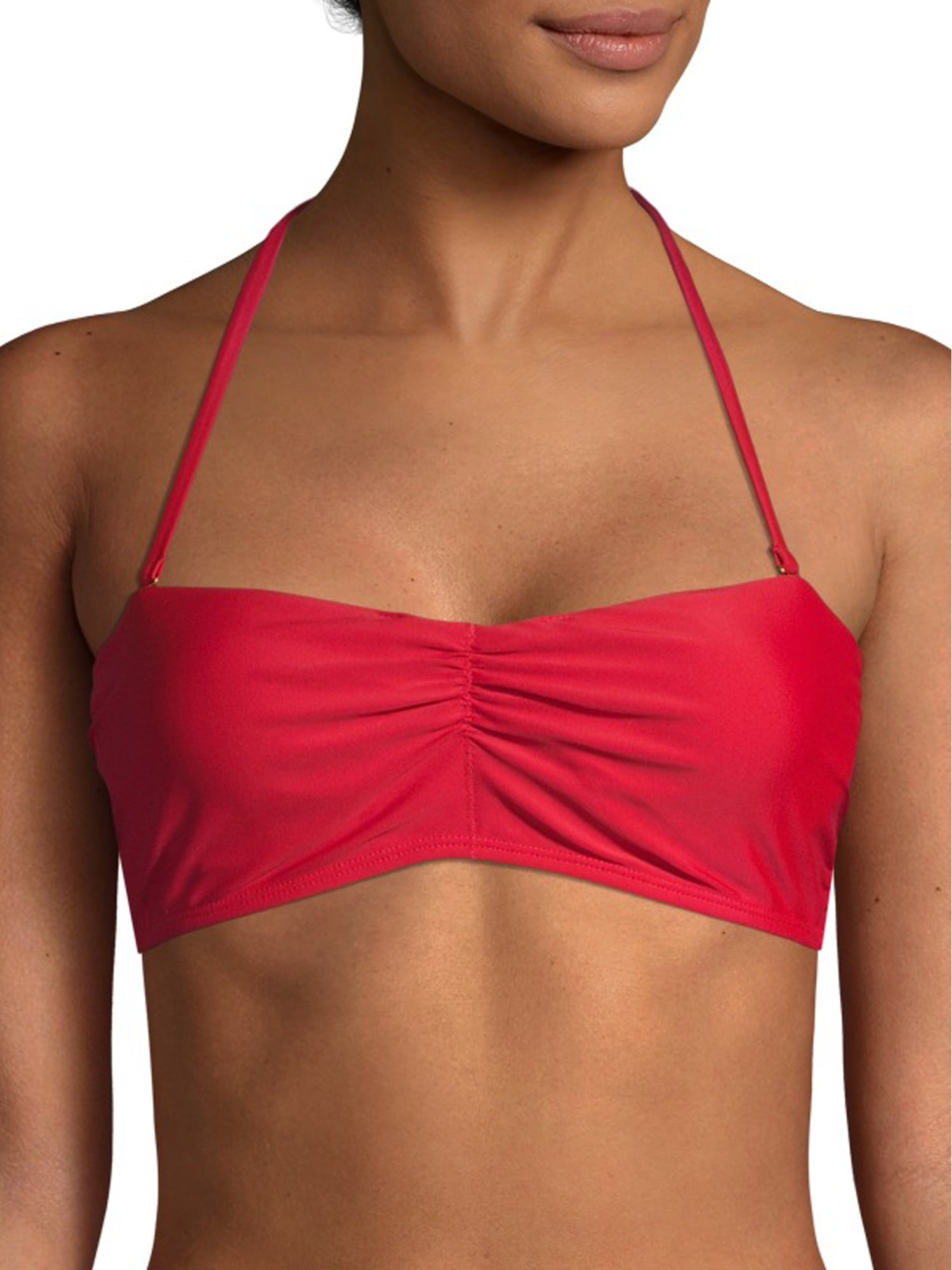 red bandeau swim top
