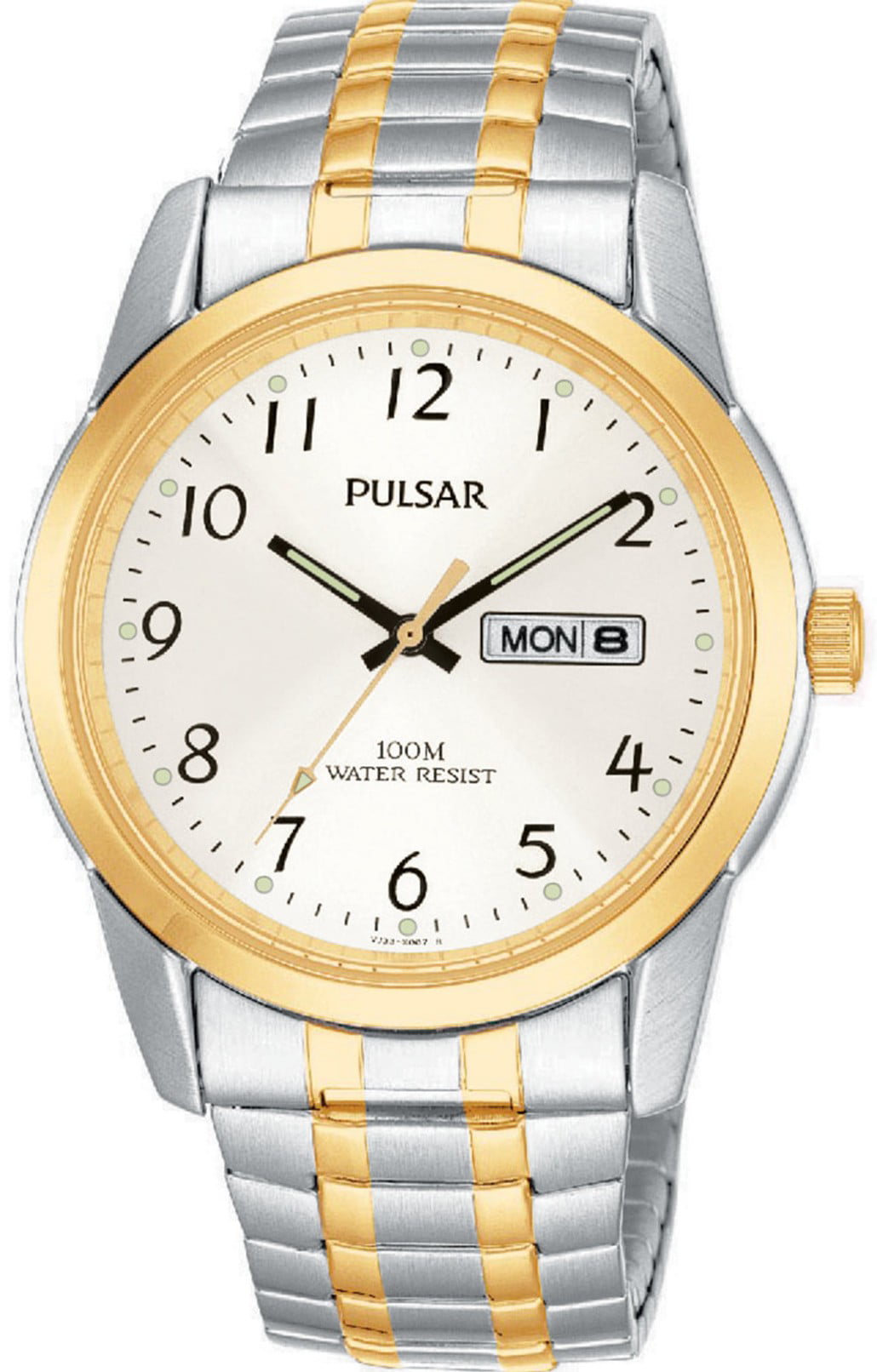 Pulsar - Men's Day/Date Watch - Gold & Stainless with Expansion Band