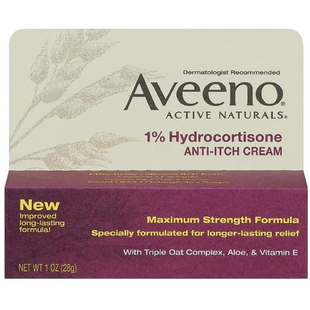 AVEENO Active Naturals 1% Hydrocortisone Anti-Itch Cream 1 oz (Pack of 4)