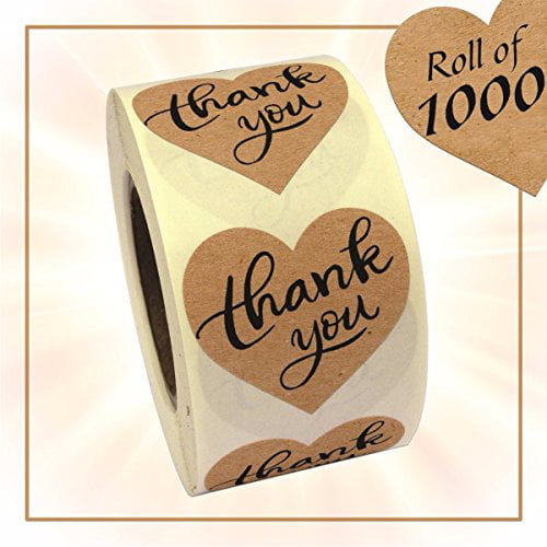 Heart Shape Thank You Hcode 500 Natural Kraft Paper 38mm Heart Shape Thank You Stickers Permanent Adhesive Label