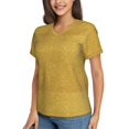 thumbnail image 5 of Yiaed Gold Shiny Print Women's T Shirt V-Neck Short Sleeve Shirt Casual Breathable Tee Summer Tops-X-Large, 5 of 5