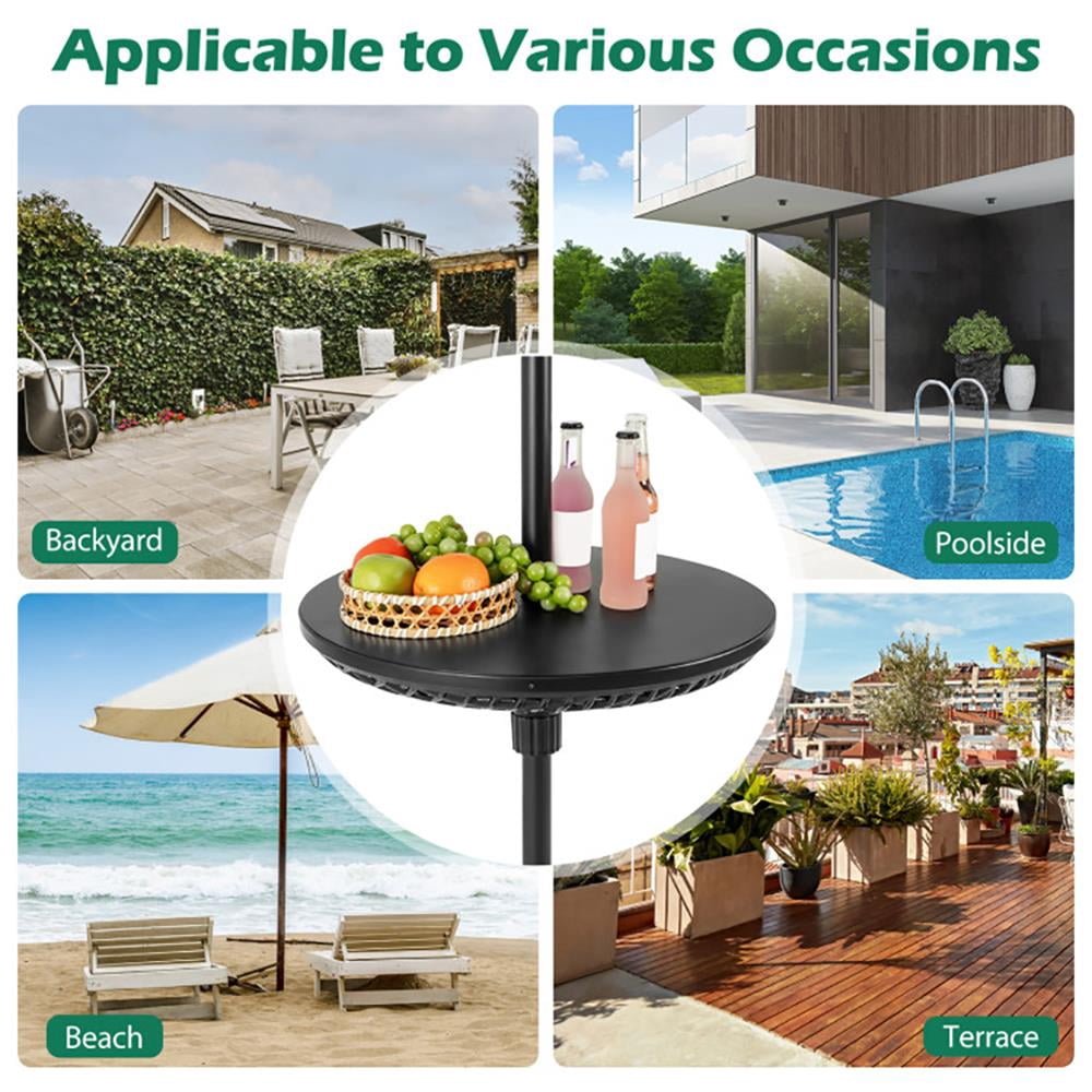Topcobe Patio Umbrella Table Tray Adjustable with Umbrella Poles, Outdoor Umbrella Bases for Patio Backyard Garden Pool Deck-Black