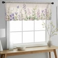 thumbnail image 2 of Flowers Lavender Valance Curtains for Kitchen/Living Room/Bathroom/Bedroom Window, Rod Pocket Small Topper Half Short Window Curtains Voile Sheer Scarf, Retro Cottagecore Blooms Green Leaf 60"x18", 2 of 8