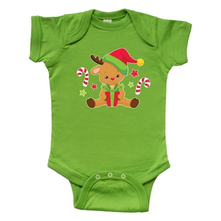

Inktastic Cute Christmas Reindeer with Presents and Candy Canes Gift Baby Boy or Baby Girl Bodysuit