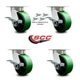 thumbnail image 2 of 5 Inch Kingpinless Green Poly on Steel Wheel Caster Set Brake and Swivel Lock, 2 of 2
