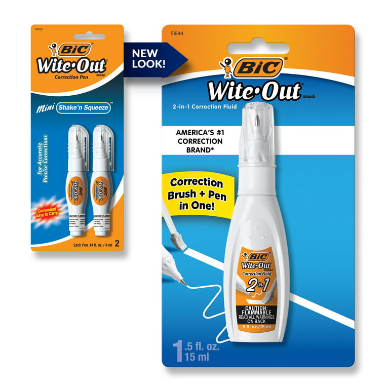  BIC 15ml Bottle Wite-Out 2 in 1 Correction Fluid  (BICWOPFP11),White : White Out Correction Fluid : Office Products