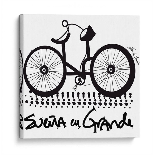 Cuadro decorativo - UNA BICICLETA, Juan de Lascurain 20x20 Canvas Lab Blanco y negro, Frases, Ilustraciones