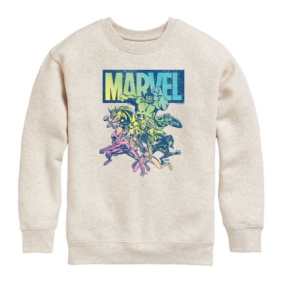 Avengers - Marvel Group Rainbow - Youth Boys Crew Fleece Sweatshirt
