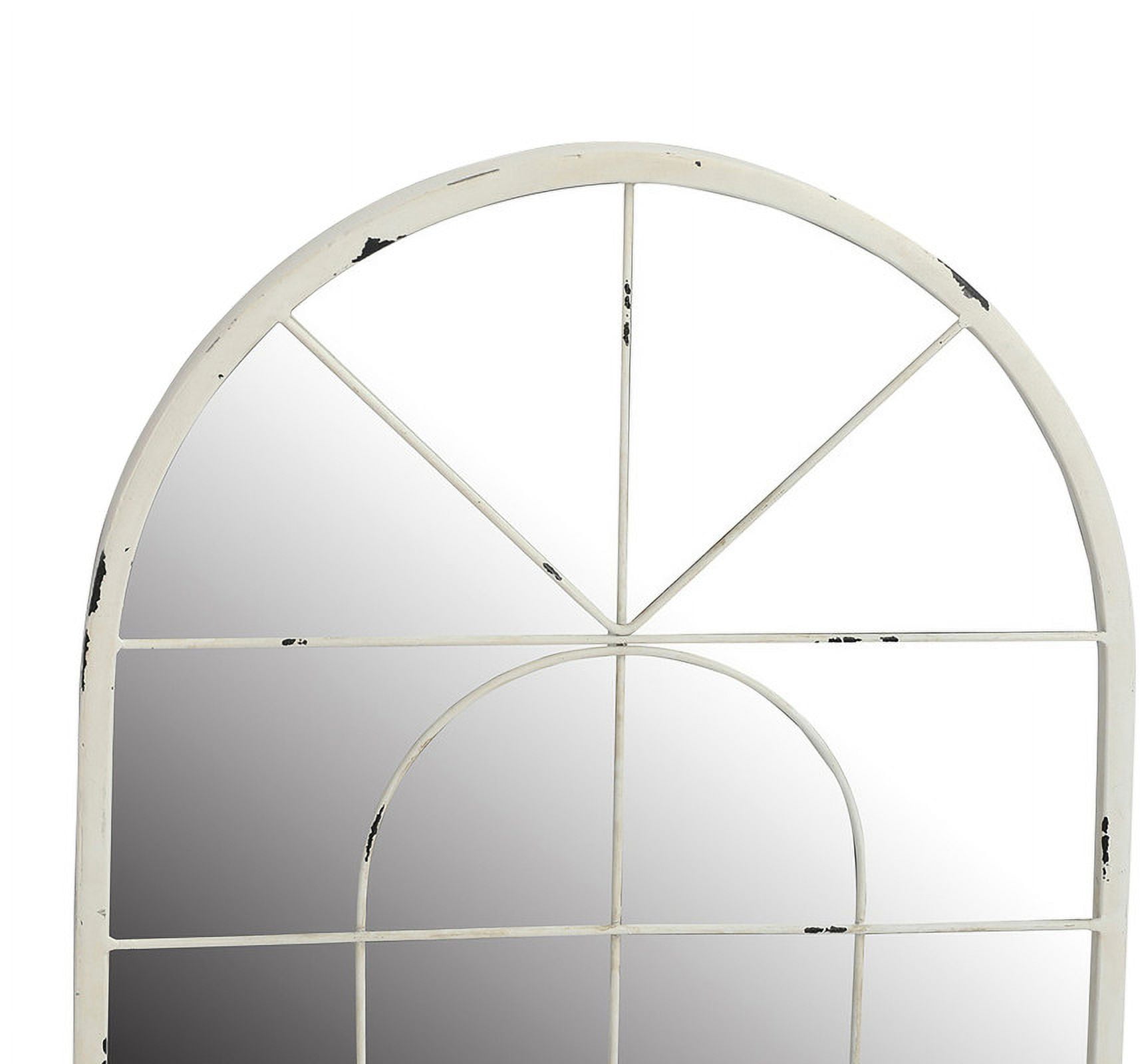 Aspire Home Accents Tuscany Distressed 12" x 16" White Farmhouse Arch Wall Mirror