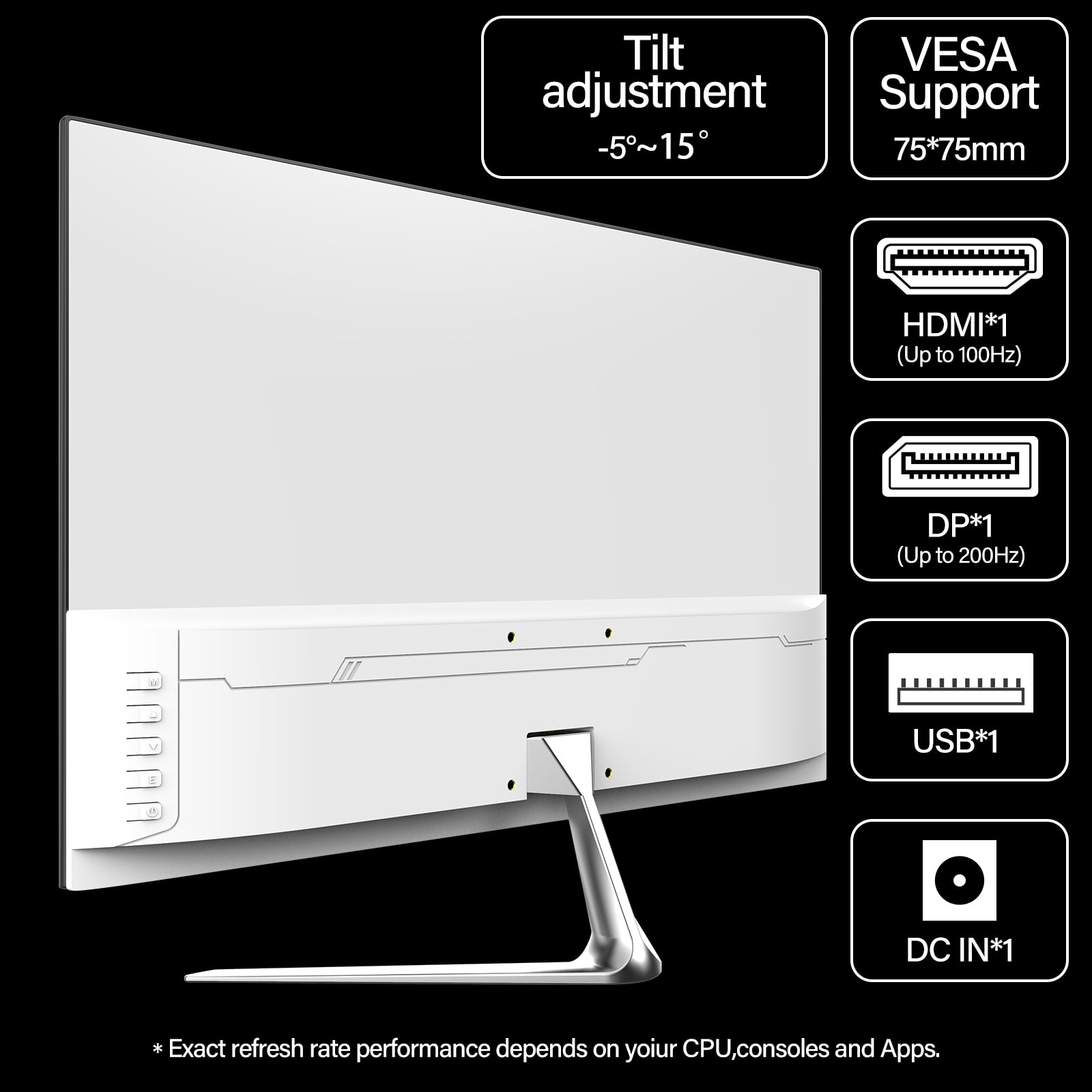 Gawfolk 24.5" 200Hz Gaming Monitor FHD 1080P, IPS,Sleek White Design with Built-in Speakers