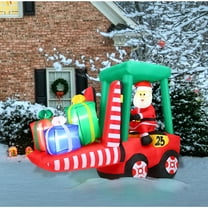 Fraser Hill Farm 6 ft Pre-Lit Inflatable Santa in Fork Lift, FHFFORKLIFT081-L
