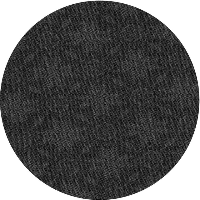 Ahgly Company Tapis d'Intérieur Lavables en Machine, Ronds, Transitionnels, Zone Grise de Minuit, Ronds de 8 Pi