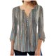thumbnail image 2 of ICHUANYI Clearance Fashion Women's Summer V-Neck 3/4 Sleeve Print Casual T-shirt Blouse(Gray, XXL) ICHUANYI WER2023081004427, 2 of 5