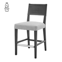 New Pacific Direct Kylo PU/Fabric Counter Stool in Borneo Black/Meridien Gray