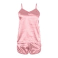 thumbnail image 3 of JIANJIA Womens Pajama Sets Solid Color Silk Satin V Neck Spaghetti Strap Sexy Camisole Tops With Shorts Two Piece Sleepwear Nightwear, 3 of 4