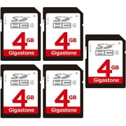 Gigastone 4GB SD Card SDHC Class 4 Memory Card for Photo Video Music Voice File DSLR Camera DSC Camcorder Recorder Playback PC Mac POS, 5 Pack (5x4GB)