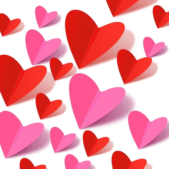 Valentines Day Wall Decorations - 3D Heart Stickers, Waterproof Wall Decals for Home, Bedroom, Wedding, Anniversary, Party, Office, and School Decor