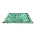 thumbnail image 2 of Ahgly Company Machine Washable Indoor Round Abstract Turquoise Blue Modern Area Rugs, 6' Round, 2 of 4