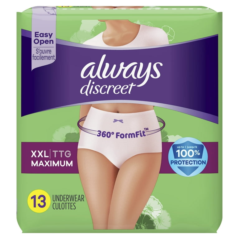 Always Discreet Adult Incontinence Underwear for Women, XXL, 13 CT 