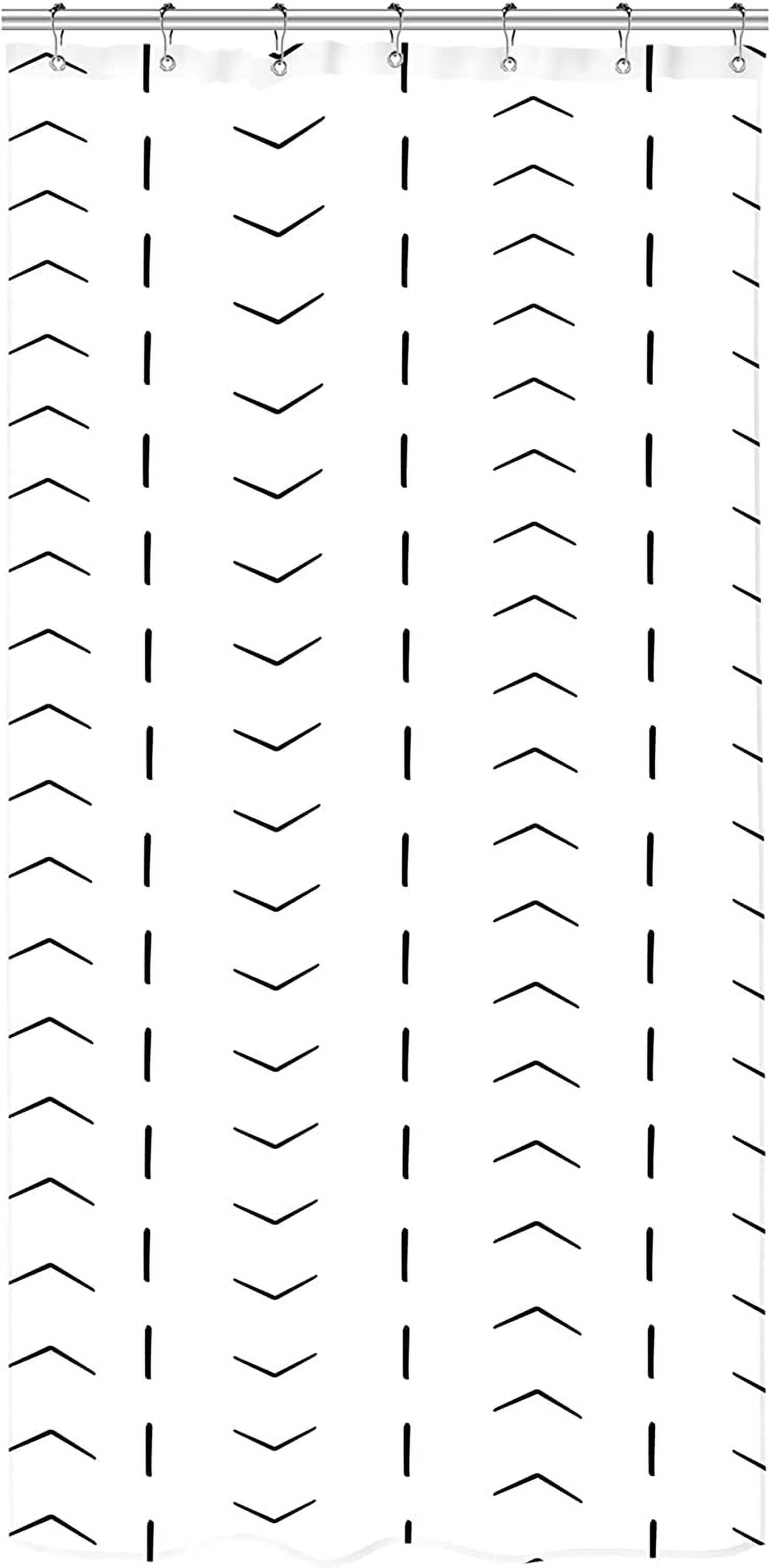 Black White Stall Small Boho Bohemian Dorm Shower Curtain Liner Half Little Size 36x72 Inch Single Narrow Tiny Walkin Rv Stand Up Camper Geometric Chevron Striped Herringbone Bathroom Decor