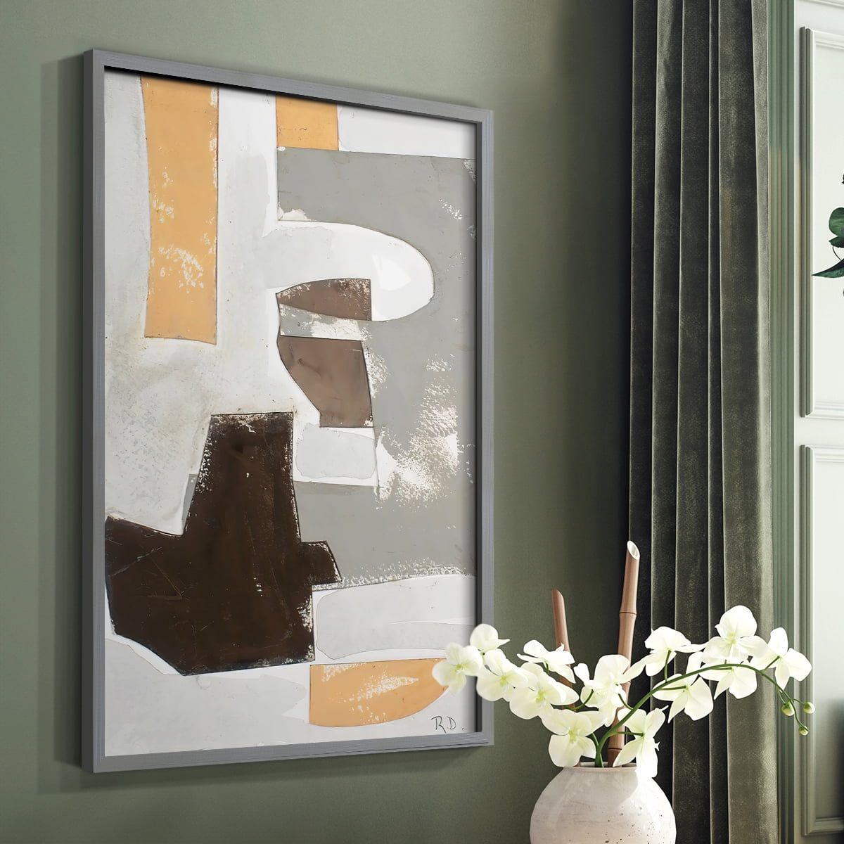Andalusian Forms III Framed Print in Gray Solid Wood Framed Print No Nail Hanging