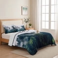 thumbnail image 5 of King Quilt Set 96''x106'', Green Forest Lightweight Summer Bedspread Coverlet Set with 2 Pillow Shams, Natural Landscape Modern Abstract Art Breathable All Season Quilt Bedding for Bedroom/Guest Room, 5 of 9