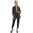 thumbnail image 5 of Simply Ravishing Women's Basic Assymetrical 3/4 Sleeve Open Drape Cardigan, Large, Olive, 5 of 5