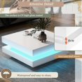thumbnail image 4 of 27.5" Modern High Gloss Coffee Table with 360° Rotating Top, Square LED Centre Table with 2-Tier Storage, White Cocktail Table with USB Powered Ambient Light for Living Room & Small Spaces, 4 of 16