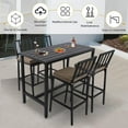 thumbnail image 6 of Outdoor Patio Bar Set, Bar Height Patio Dining Set, Weather-Resistant Bistro Counter Pub Set with Cushions & Slatted Tabletop for Backyard (Black, 47" Wide Table, 4 Vertical Back stools), 6 of 6