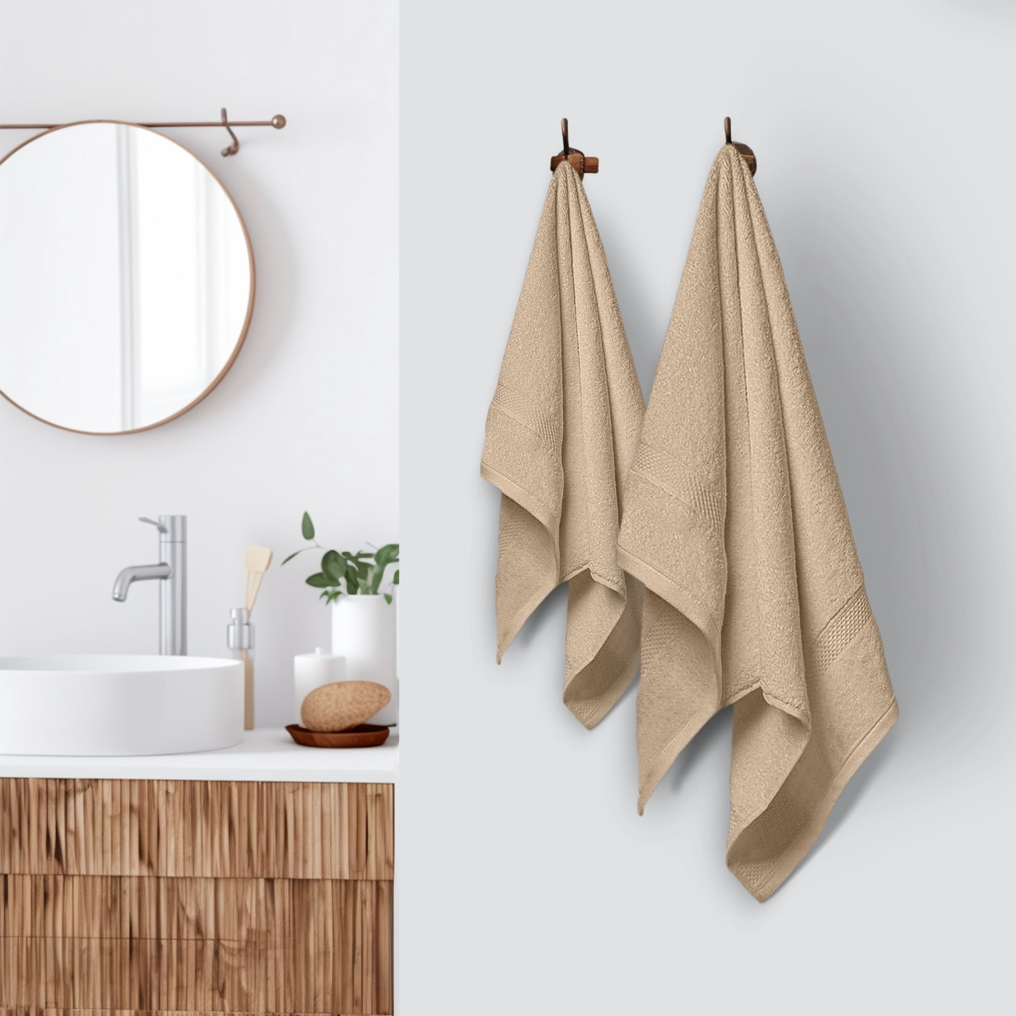HOMES PERCEPTION 6 Count Solid Print Towels & Washcloths Set Tan