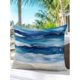 thumbnail image 4 of Outdoor Pillows Waterproof, Navy Blue Coastal Beach Throw Pillows with Inserts Included, Summer Nautical Ocean Ombre Art Indoor Outdoor Decorative Lumbar Pillow for Bed/Couch/Patio 18"x18", 1Pcs, 4 of 8