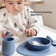 ezpz First Foods Set (Sage) - 100% Silicone Suction Bowl, 2oz Cup, Tiny Spoons - Designed by a Pediatric Feeding Specialist - 6 Months+