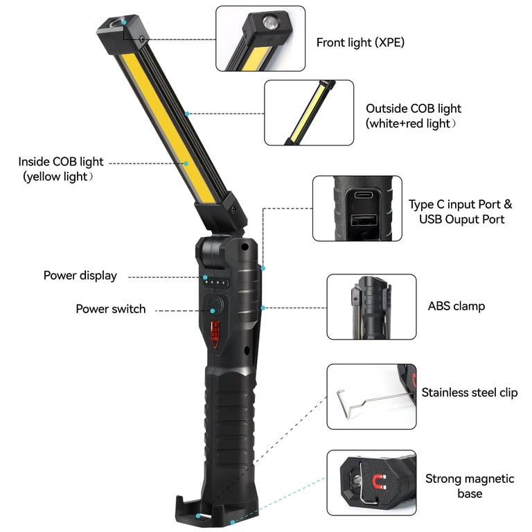 1000 Lumen Rechargeable Flashlights, Kepeak 2 Pack COB Work Lights with Magnetic Base, 7 Modes 1000 Lumen Rechargeable Flashlights, Kepeak 2 Pack COB Work Lights with Magnetic Base, 7 Modes