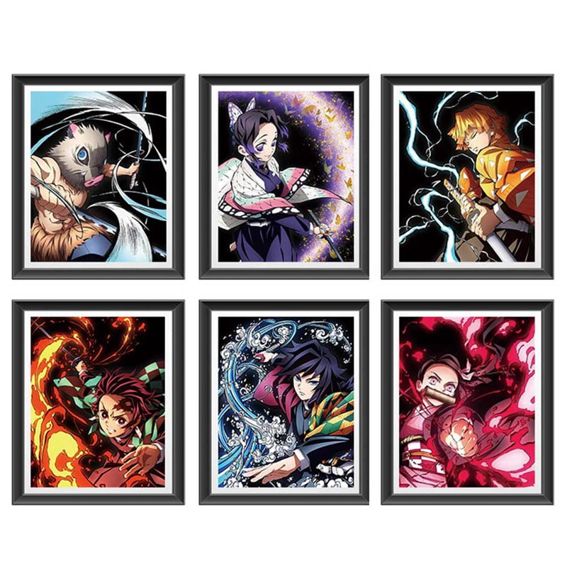 SHIYAO 6pcs/set Japanese Anime Cartoon Demon Slayer Silk ...