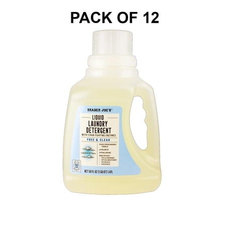 12 Pack of Trader Joe’s Liquid Laundry Detergent Free & Clear - Unscented for Sensitive Skin