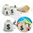thumbnail image 5 of KAKOWELY Canvas Drawstring Bags 10Pcs Drawstring Gift Bag Party Gift Storage Bag Game Coins Bag Dollar Pattern Bag7.87"X6.69"X0.08", 5 of 5