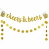 gold glittery cheers & beers banner and gold glittery circle dots garland (25pcs circle dots),bachelorette baby shower graduation wedding hawaii birthday party decoration supplies