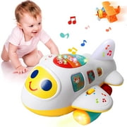 Landtaix Baby Toys 6 Months Old Boy Girl Educational Airplane Crawling Infant with Lights/Music/Universal Moving Toys for 12-18M Birthday Gifts Toddler Kids Toys for 1 2 3 Year Old
