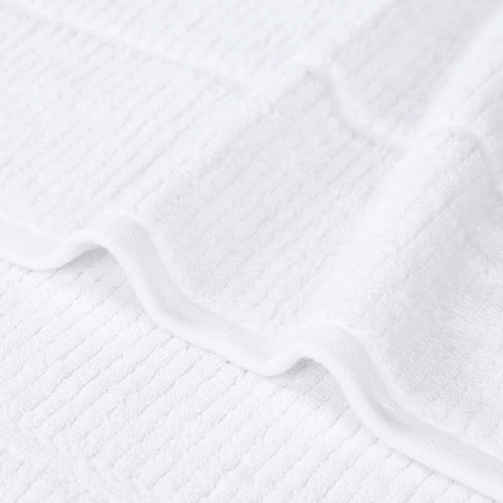 Superior Milo 3 Piece Smart Twist Cotton Towel Set, Medium Weight Ribbed Design Towels, White
