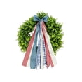 thumbnail image 5 of Cadancy Boxwood Wreath Patriotic Door Wreath with Bow Memorial Day Decor Front Porch Decoration Seasonal Holiday Garland Independence Day Fourth of July Farmhouse Home Decor, 5 of 5