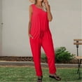 thumbnail image 2 of HBFAGFB Rompers for Women 2024 Spring and Summer Short Sleeved Wide Leg Pants Jumpsuit Red Size M, 2 of 3