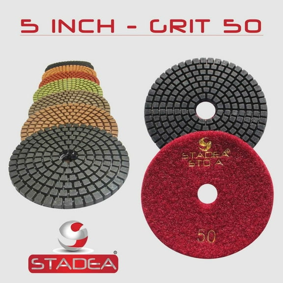 STADEA Grit 30 (5 Pieces) 5" Diamond Polishing Pads for Granite Marble Concrete Stone polishing Wet Grinder