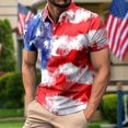 thumbnail image 2 of Men's T Shirts Short Sleeve Polo Tops Lapel Button Down Funny Star Flag Printed Graphic Men Shirts, 2 of 4