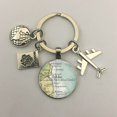 thumbnail image 1 of Llavero con mapa del mundo para viajar, explorar la cúpula de cristal, llavero con colgante de avión Cabachon, llavero de joyería de regalo para hombres y mujeres. Dengxun unisex, 1 of 2