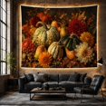 thumbnail image 6 of Autumn Pumpkins and Dahlias on Dark Backdrop, Moody Vintage for Nature Lovers, Classical Still Life Art, Thanksgiving Gift Tapestry Wall Hanging for Living Room and Bedroom, 6 of 7