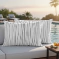 thumbnail image 4 of Gray Outdoor Waterproof Pillow Covers, Abstract Lines Gradient Minimalist Modern Texture Decorative Rectangle Throw Pillowcase Sofa Cushion Sham for Patio/Couch/Chair, 20"x12" 2 Pack, 4 of 8