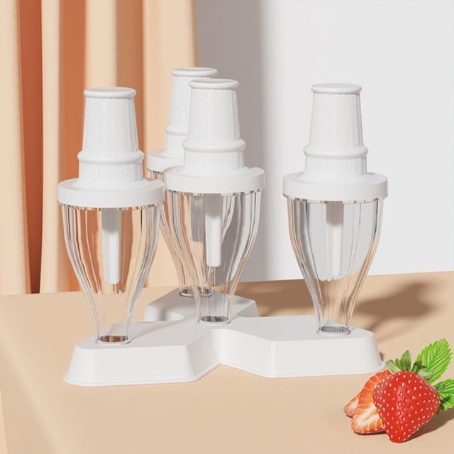 1PC Baby Popsicle Molds Ice Tray Holder 4pcs Reusable Ice Holder Ice Tray Holder For Kids Ice Maker Mess Plastic Ice With Reusable Sticks & Drip Guard For Freezer Snacks/Dishwasher White