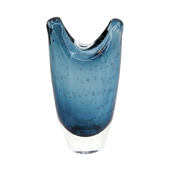 A&B Home U-Shaped Glass Vase - 6"W x 3"L x 10.5"H - Blue