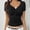 Black, variant on Spring and Summer Wind Spicy Solid Color Body Hugging Lace Spliced V Neck Short Sleeve Top for Women Tops for Women Casual Summer Compression Shirt Women Workout Clothes Shirts for Women